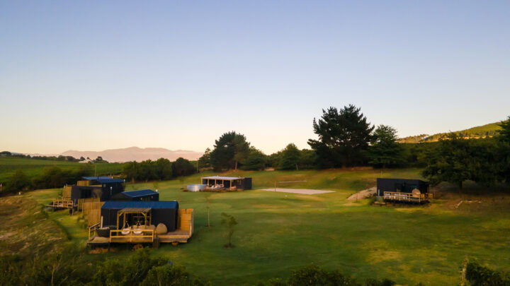 Klein Paradys: the units on the grass in the evening light, Old Mac Daddy, Elgin Valley